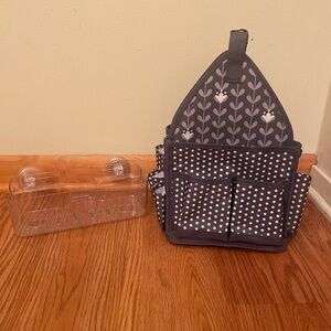Gray Polka Dot & Floral Organizer Caddy and shower shelf bundled